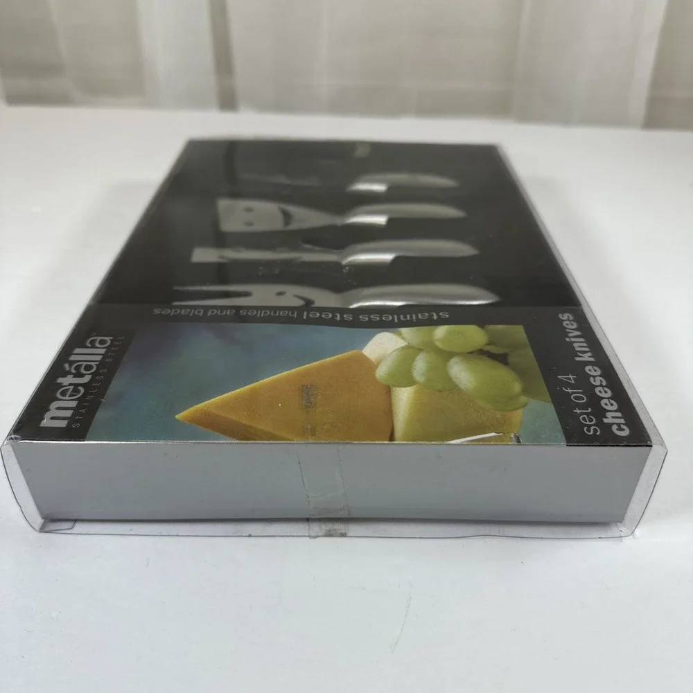 Metalla Stainless Steel Smiley Face Cheese Knives 2013 Box Opened Not Used